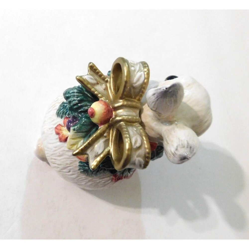 Fitz & Floyd Classics Snowy Wood Bunny Rabbit Figurine Dish 5" Festive Holiday - Picture 8 of 11